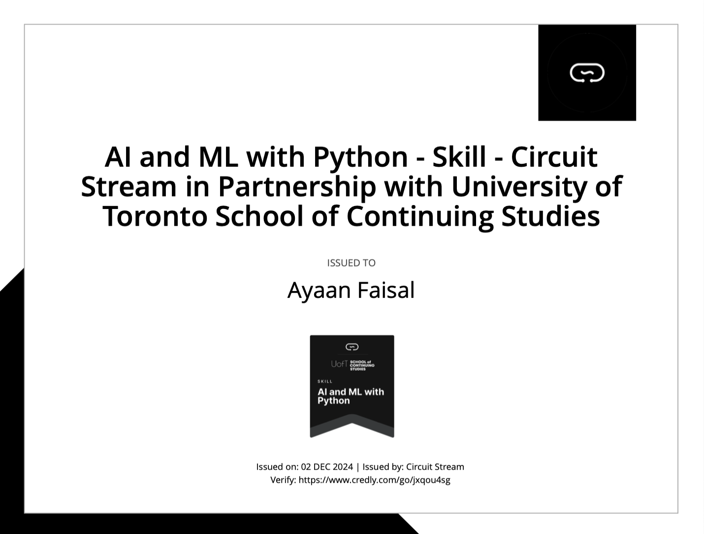 AI/ML with Python certificate